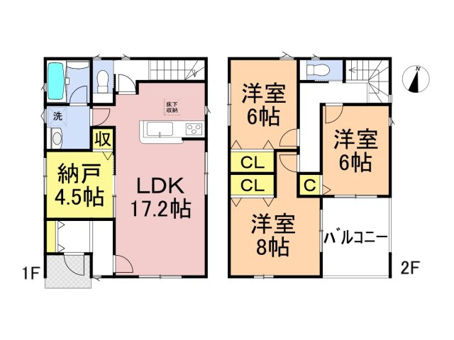 クワイエ　各務原市鵜沼朝日町第6　全2区画分譲の間取り|■2号棟　■ヤマダ不動産　株式会社リライフ　
■夢のマイホーム購入をフルサポートします！