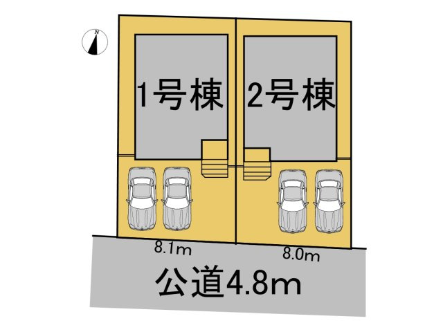 クワイエ　各務原市鵜沼朝日町第6　全2区画分譲の区画図|■区画図
■YAMADA電機の　ヤマダ不動産　株式会社リライフ　
いつでもお問合わせ下さい。