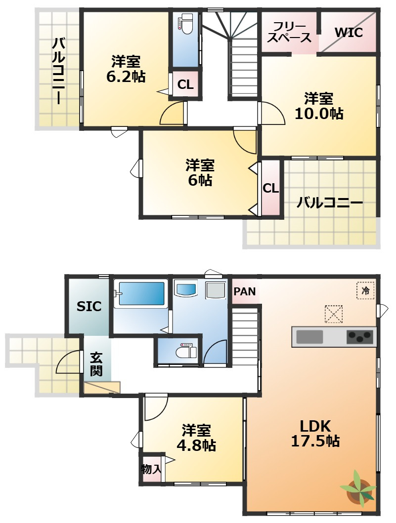 リガーレ宇都宮市緑11期の間取り|全室南向きで陽当たりの良い間取りです