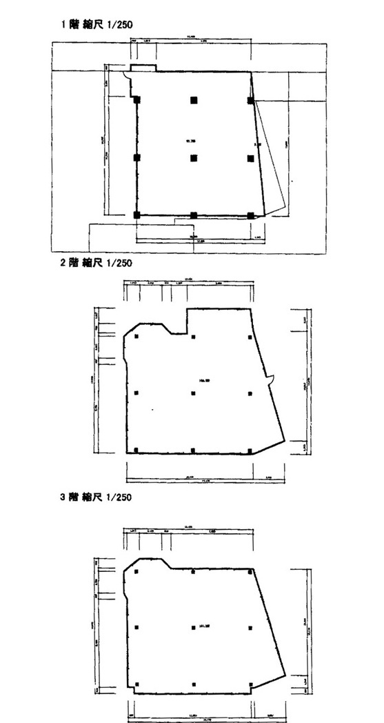 楠木バイパス沿い3階建店舗＋高床式2階建事務所（車庫付）の間取り