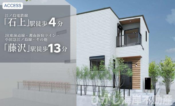 藤沢市鵠沼桜が岡１丁目　新築戸建の外観パース|イメージパスですので実際のものと多少異なります　

