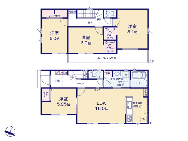 狭山市根岸2丁目　全3棟　新築戸建　リナージュの間取り