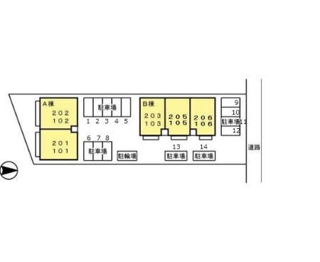 熊本市西区上代８丁目のアパートの区画図