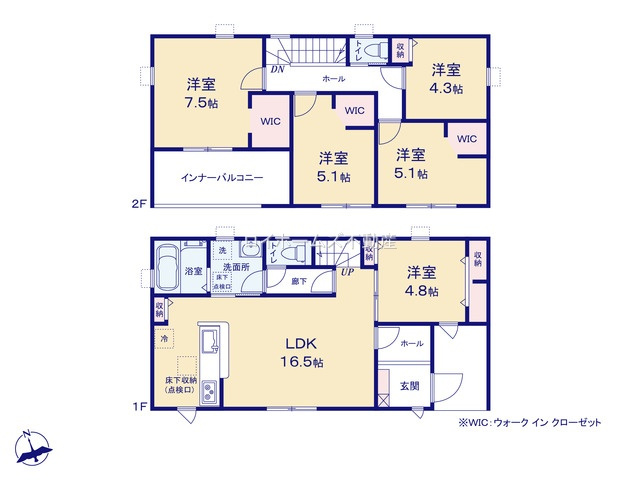 【間取り】 | 江南市鹿子島町中103『仲介料無料』新築戸建て | 1号棟