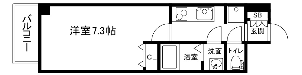大阪市中央区松屋町住吉の賃貸マンションの間取り