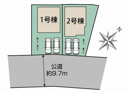 【区画図】 | 【仲介手数料０円】相模原市南区若松3丁目　新築一戸建て　全2棟 | 相模原市南区若松3丁目　新築一戸建て　全2棟