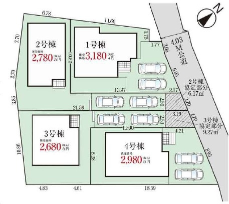 入間市小谷田２丁目の新築一戸建の区画図