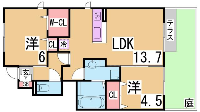 神戸市須磨区多井畑字前所のアパートの間取り
