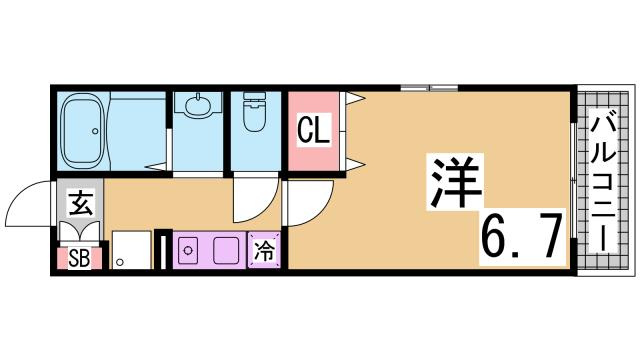 神戸市長田区松野通２丁目のアパートの間取り