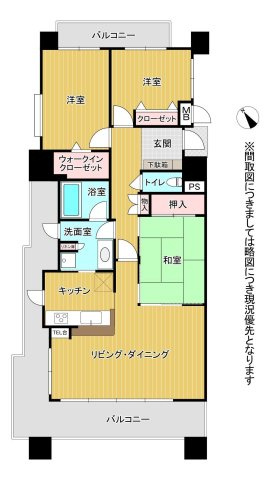 熊本市中央区水道町の賃貸マンションの間取り