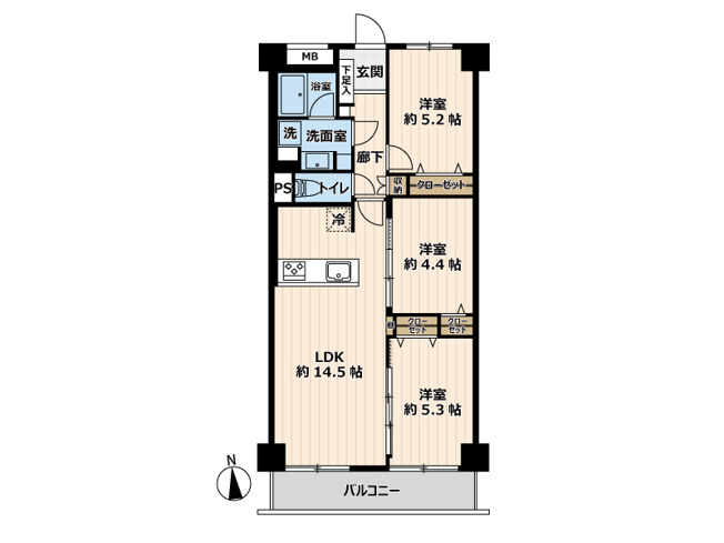 【間取り】 | 藤和志木コープ　(丸井志木店) | 南向きで明るい居住空間／開放感のあるレイアウト設計