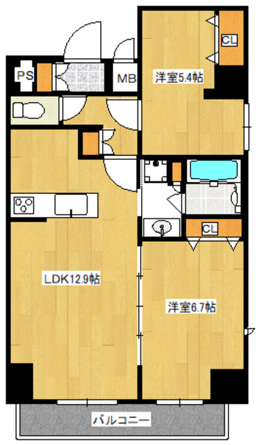 デルックス田端の間取り|振分け2LDK