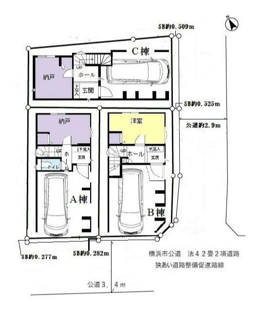 仲介手数料半額　横浜市中区本牧町２丁目の区画図