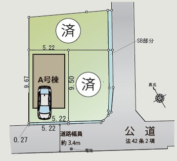 仲介手数料無料　横浜市中区本牧町２丁目の区画図