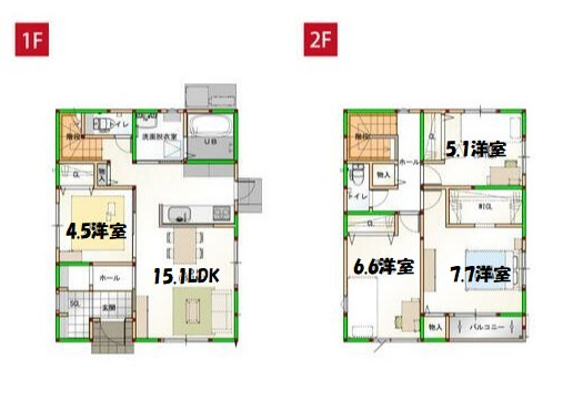 高知市新本町1丁目　②　新築戸建ての間取り