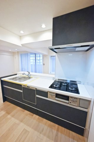 ライオンズガーデン東武練馬壱番館のキッチン|ライオンズガーデン東武練馬壱番館：あると便利な食器洗浄機付きの対面式システムキッチンは収納力もありキッチン用品もスッキリ収納可能です！