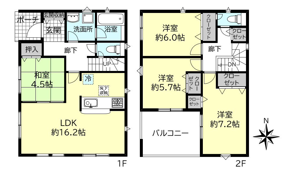 明石市大久保町谷八木新築戸建１号棟の間取り