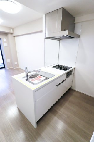 ピアース自由が丘レジデンスのキッチン|ピアース自由が丘レジデンス：あると便利な食器洗浄機付きの対面式システムキッチンは収納力もありキッチン用品もスッキリ収納可能です！
