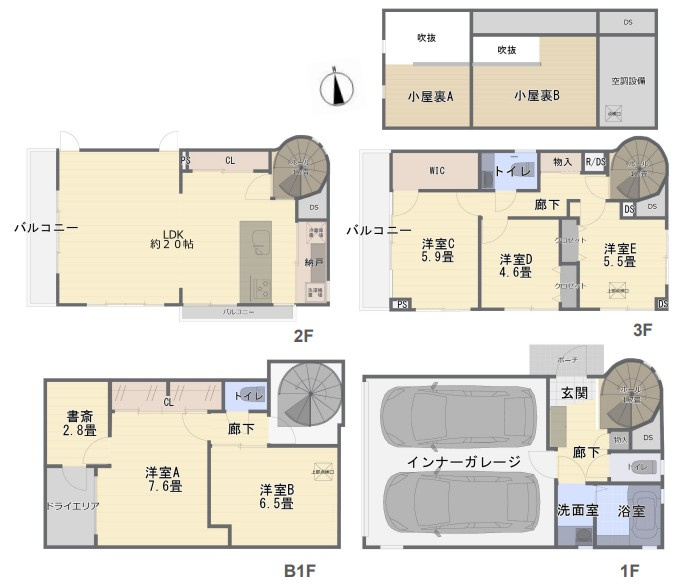 戸建 世田谷区瀬田２丁目の間取り