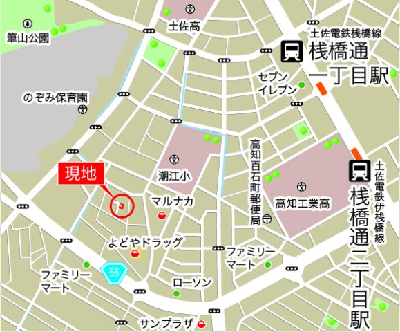 【並列P2台可】高知市塩屋崎町3期1棟　新築の地図