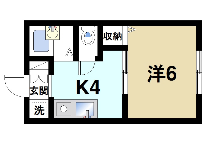 出口貸家（ワンルーム）の間取り