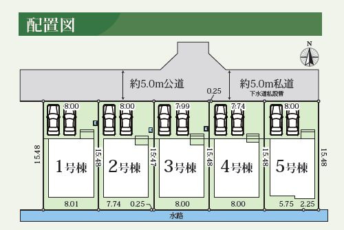 【区画図】 | 【仲介手数料０円】平塚市御殿15期　新築一戸建て　全5棟 | 平塚市御殿15期　新築一戸建て　全5棟
