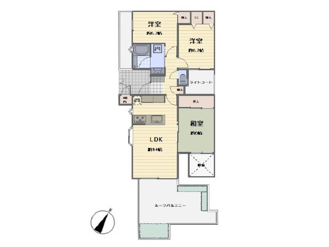 【間取り】 | ライオンズテラス朝霞（朝霞店） | 広々としたルーフバルコニー付きの3LDKです！