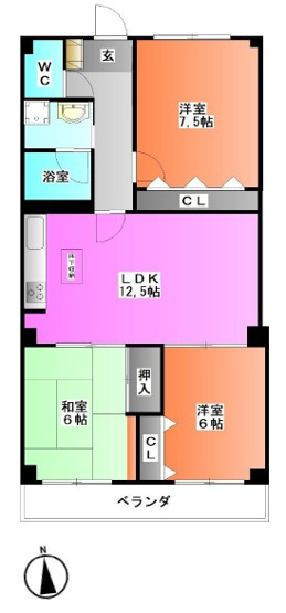 【間取り】 | 赤羽シティハイツ | 南向きのお部屋なので、陽当たり・通風良好です！