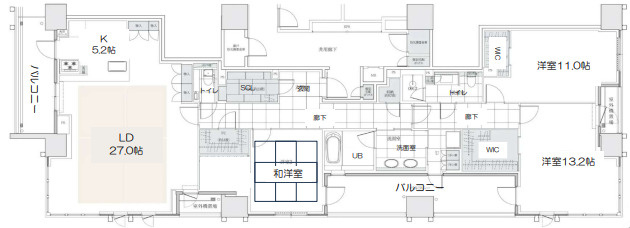 新築未入居！ザ・パークハウス大阪梅田タワー 34階角住戸の間取り