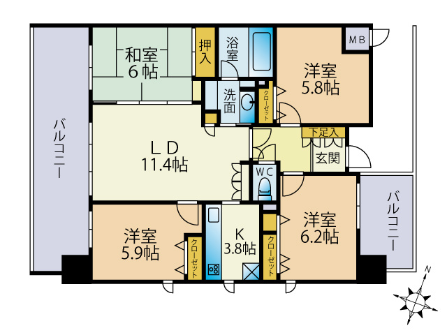 【間取り】 | グランドール御幸町 中古マンション EM06142 | グランドール御幸町　間取り図