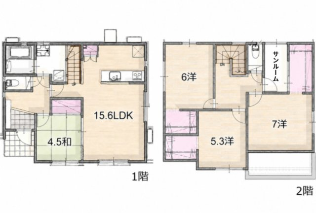 安佐南区西原2丁目の間取り|(A号棟)　４LDK　土地面積131.66㎡　建物面積104.33㎡
