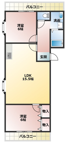 【間取り】 | 大松グリーンハイツ下馬伏