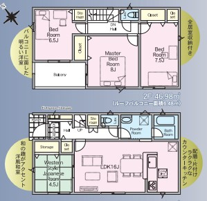 【間取り】 | CRADLE GARDEN古河市中田第6　 | 南向きで陽当たりの良い間取りです♪
