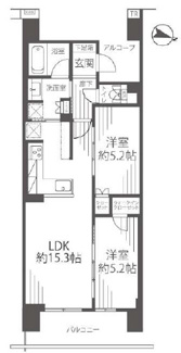 【間取り】 | リバーガーデン福島 木漏れ日の丘 AB棟 | 2LDK+WIC　専有面積58.92㎡　バルコニー面積9.36㎡