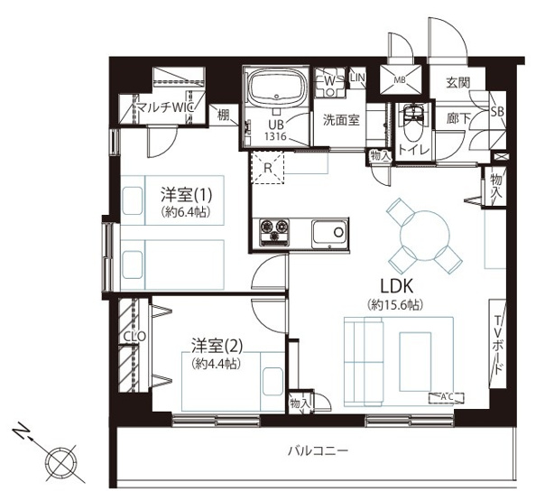 【間取り】 | マンションアクロス西巣鴨 | 南西向きの角部屋なので、陽当たり・通風良好です！