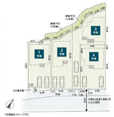 茅ヶ崎市第1芹沢　新築戸建　全４棟2号棟の区画図