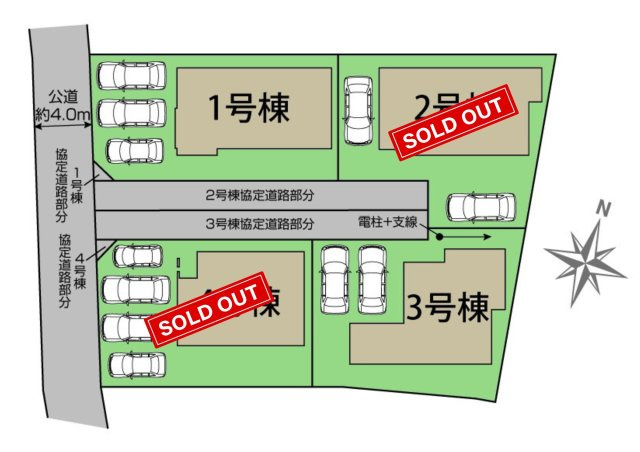 三島市谷田　新築戸建　全４棟　３号棟の区画図