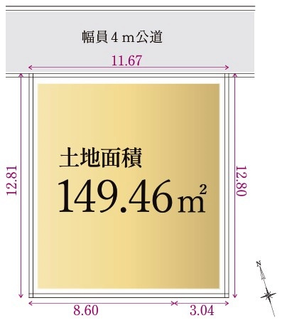 坂戸市泉町　建築条件なし売地　東武東上線『北坂戸駅』徒歩16分　【桜小学区】の土地図