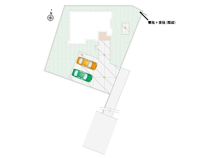 【比企郡滑川町月輪大堀1号棟 区画図】カースペース2台分ございます。