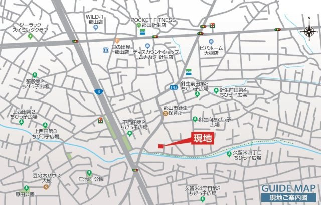 新築戸建・新築建売　郡山市大槻町針生向　柴宮小・第一中の地図|現地案内図