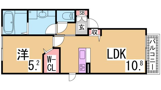 神戸市須磨区大手町５丁目のアパートの間取り