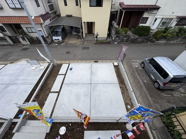 松戸市秋山新築戸建の展望|バルコニーより道路側眺望・南道路で日当たり良好♪