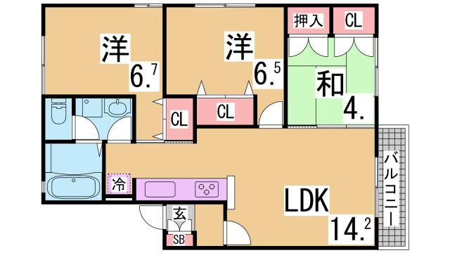 神戸市須磨区車字梨川のアパートの間取り