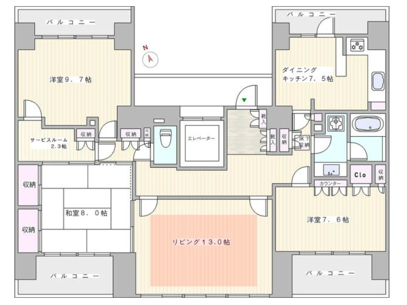 文京区本駒込６丁目の中古マンションの間取り