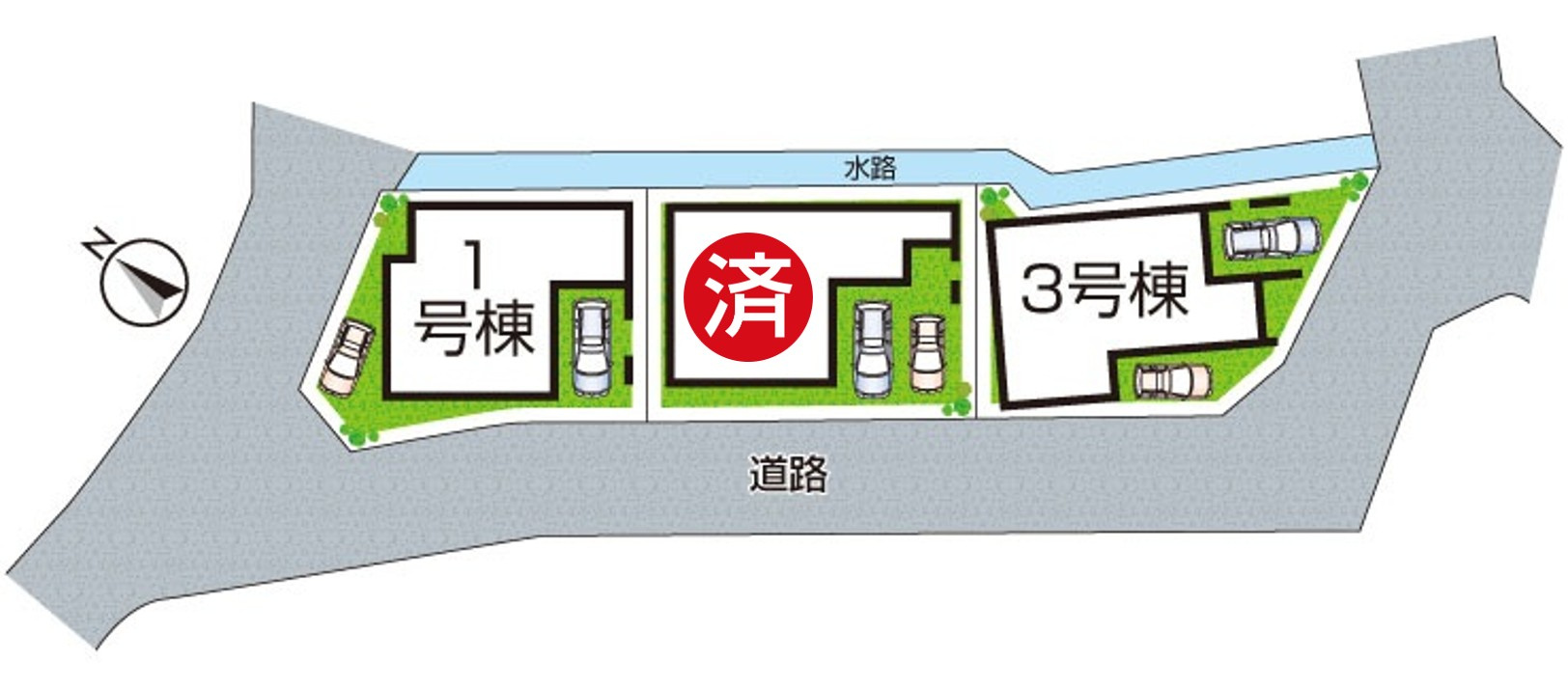 29日(土)30日(日)現地ご見学可能！　枚方市山之上　全3邸の区画図|全３区画