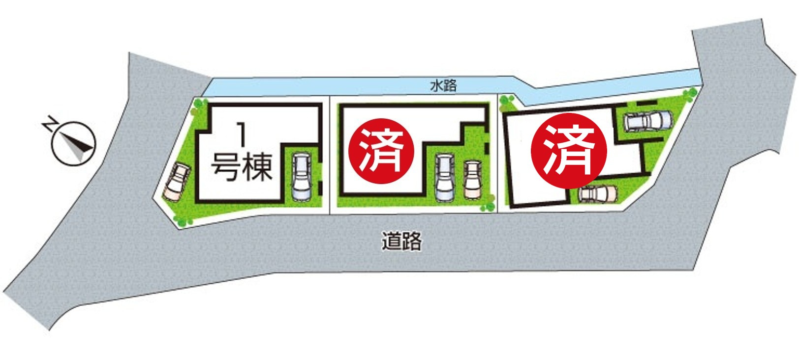 ■10日(土)11日(日)12日(月)現地ご見学可能！　枚方市山之上　全3邸の区画図|全３区画