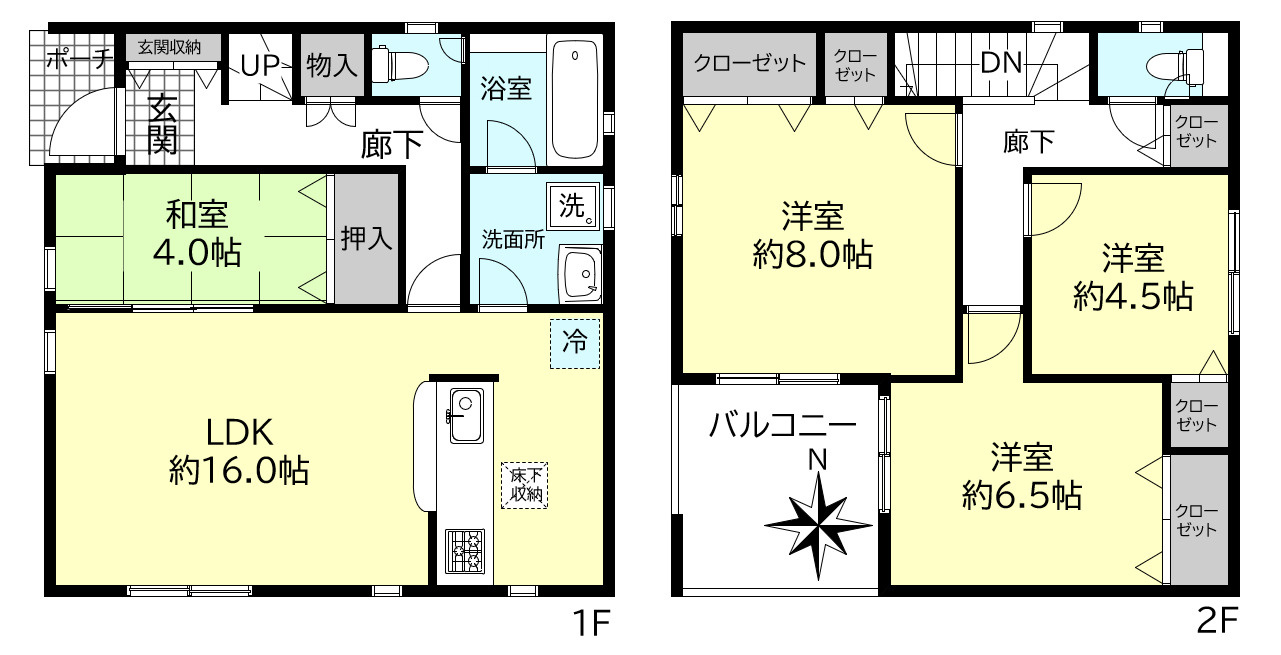 明石市大久保町谷八木新築戸建６号棟の間取り