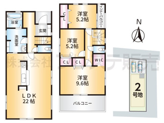 【間取り】 | 奈良市芝辻町２丁目の新築一戸建 全２区画 | ２号地間取図