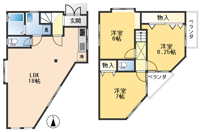 吹田市山田東1丁目　中古戸建の間取り