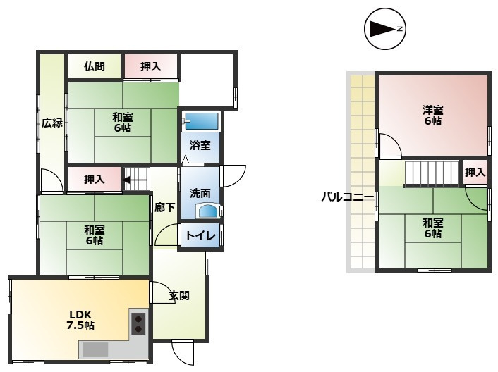 揖保郡太子町福地　中古戸建の間取り